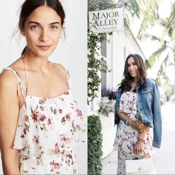 Wayf Imola Tiered Midi Maxi Dress White Floral Size XS fits Small Med NWOT - Picture 8 of 8